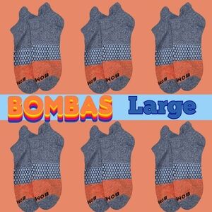 Bombas Ankle Socks 6 Pair Grey/Orange/Black BNWT  Large Unisex